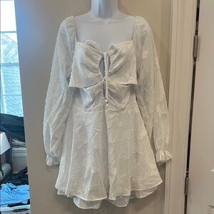 NEW White Long Sleeve Mini Dress- XL